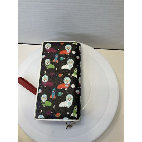 Corgi‎ in Space Zip Around Wallet Wristlet Planetary Spaceship Rocket Cute - Picture 4 of 4